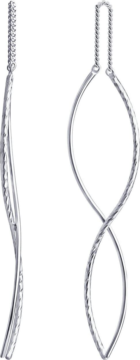 Diamant 94-120-01036-1 Women's Casual Threader Earrings, 925 Sterling Silver, Rhodium Plated, 54mm Length, 1.81g