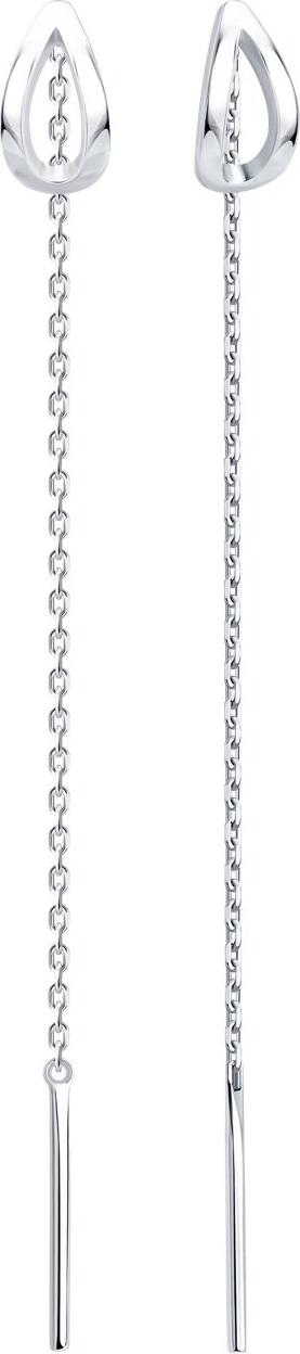 SOKOLOV 94027044 Women's Threader Earrings, 925 Sterling Silver Rhodium-Plated, SKLV Collection, 62mm Length