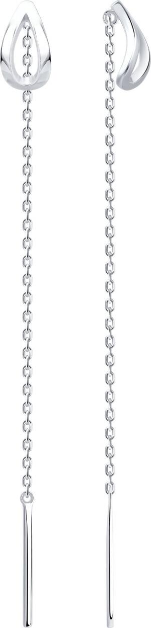SOKOLOV 94027044 Women's Threader Earrings, 925 Sterling Silver Rhodium-Plated, SKLV Collection, 62mm Length