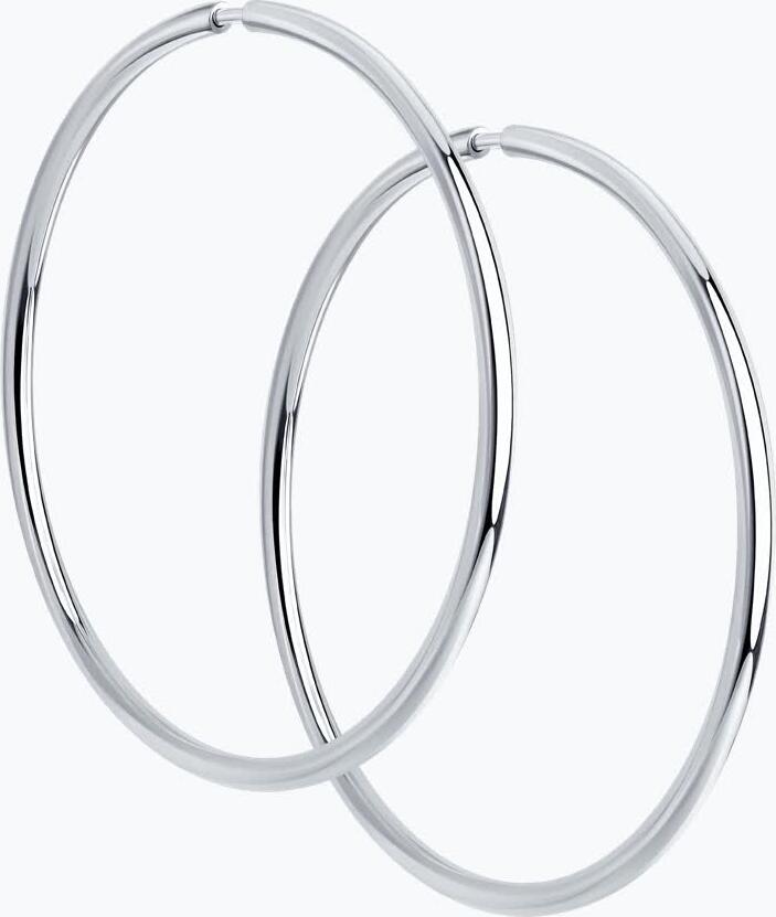 Diamant 94-124-01722-1 Women's Hoop Earrings (Kongo), 925 Rhodium-Plated Sterling Silver, 30 mm Diameter, 1.71 g