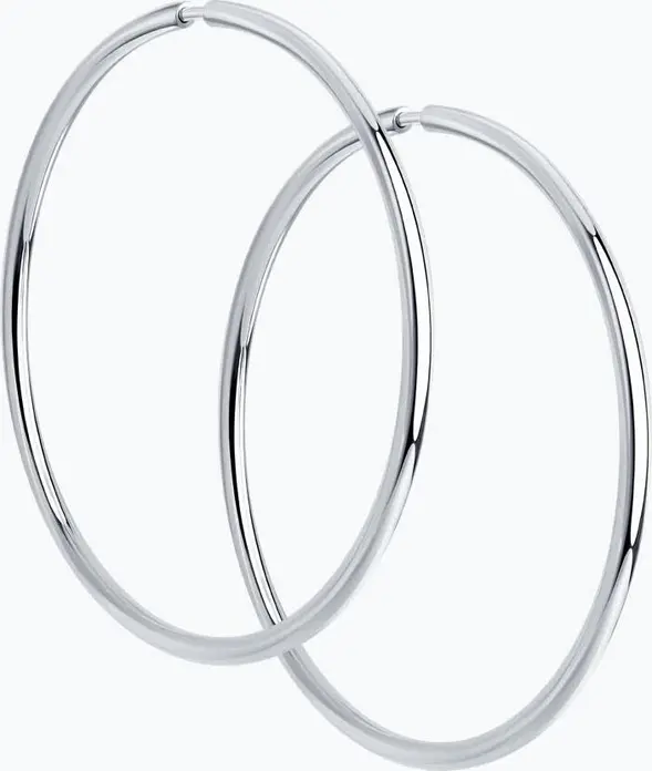 Diamant 94-124-01722-1 Women's Hoop Earrings (Kongo), 925 Rhodium-Plated Sterling Silver, 30 mm Diameter, 1.71 g