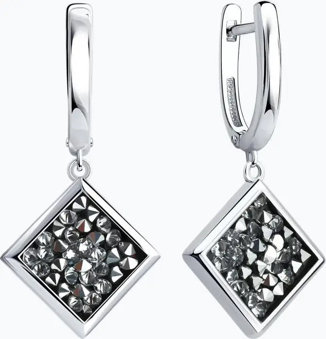 Pandantiv Diamant 94-121-00098-1 pentru femei, formă de diamant, argint 925 placat cu rodiu, cu inserție texturată cristalină, 36x17x3 mm, închidere englezească