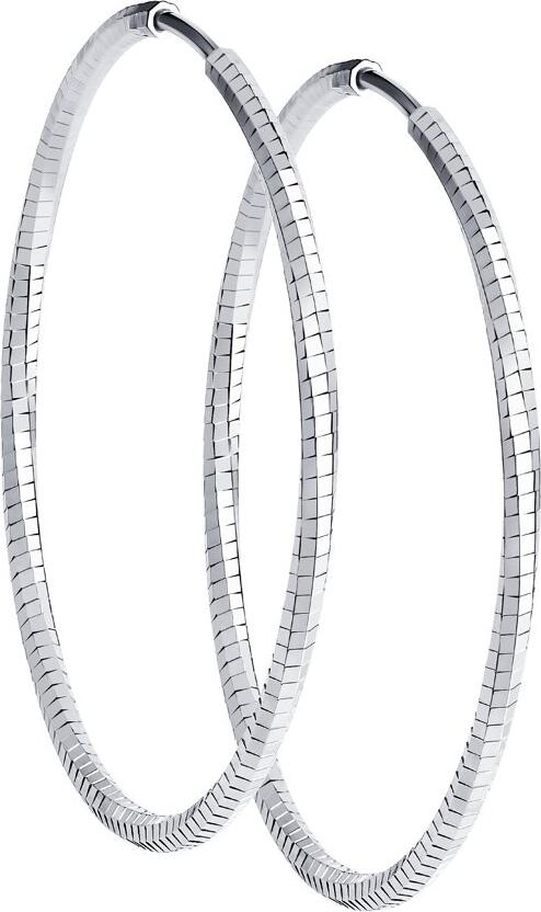 SOKOLOV 94140084 Women's Hoop Earrings (Congo), 925 Sterling Silver, Diamond Cut Finish, 40mm Diameter