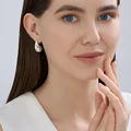 SOKOLOV 94027197 Women's Rhodium-Plated 925 Sterling Silver Volumetric Teardrop Stud Earrings, Smooth Streamlined Design, 23mm Length