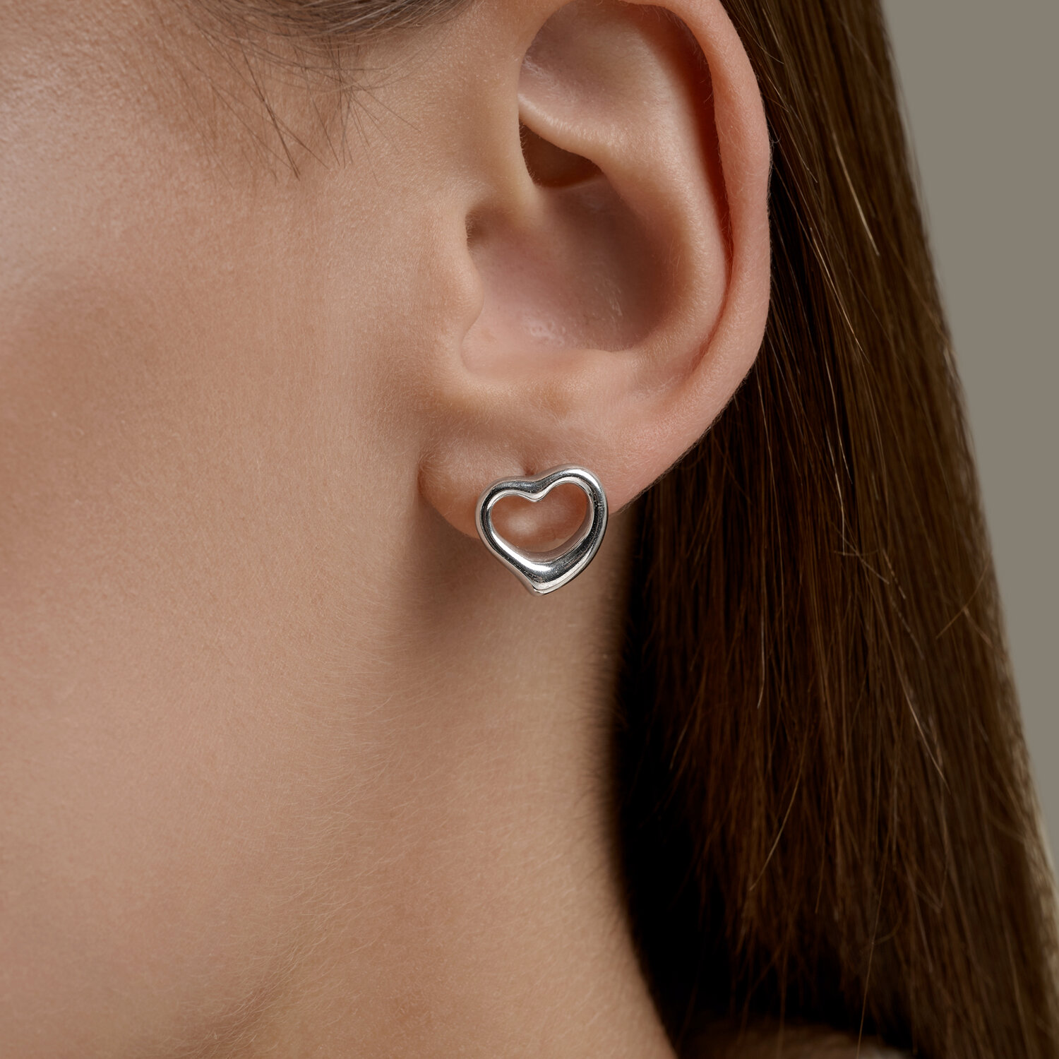 SOKOLOV 94027381 Women's Open Heart Stud Earrings, Rhodium-plated 925 Sterling Silver, 12x11x2 mm, 2.52g