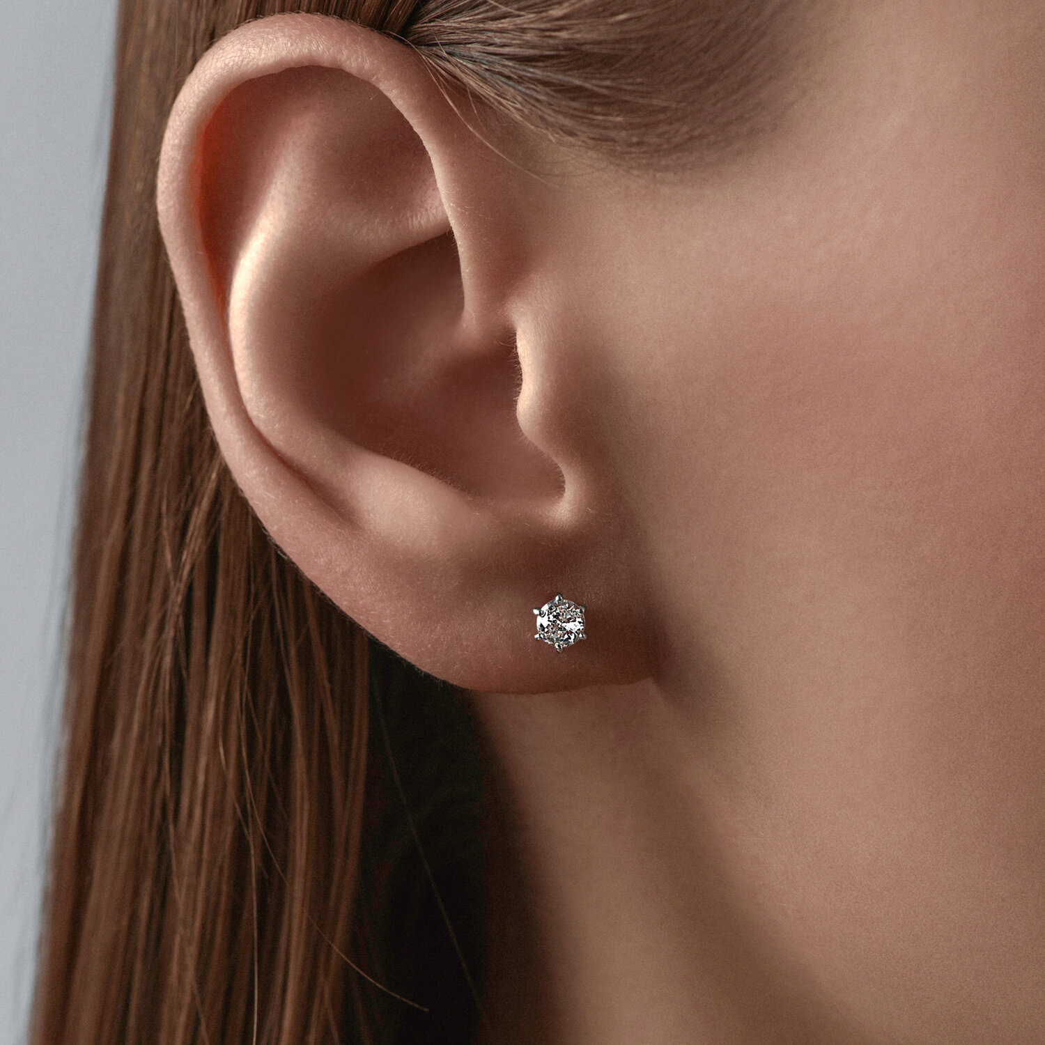 Diamant 31-122-01002-2 Women's Stud Earrings, 375 Red Gold 9K, Round Colorless Cubic Zirconia 4mm, 0.901ct, 1.01g