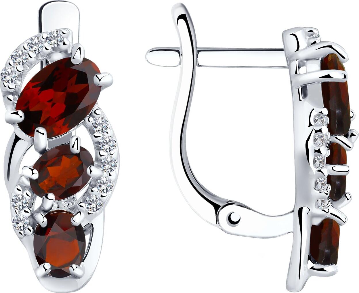 Bijuterie SOKOLOV 92021140 pentru femei, Argint 925 placat cu rodiu, cu Granate și Zirconiu Cubic, Inserturi Rotunde 1mm, Închidere Englezească, 2.63g