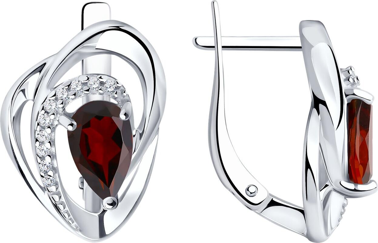 Diamant 94-320-00630-2 Women's Jewelry, 925 Rhodium-Plated Sterling Silver with Garnet and Cubic Zirconia, Round 1mm Inserts, English Lock, 4.44g