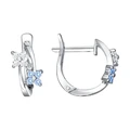 Bijuterii pentru Copii Sokolov 94020112, Argint Sterling 925 cu Cubic Zirconia Albastru Rotund, Design Floral Decorativ, Închidere Englezească, 1.9g