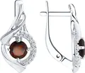 Diamant 94-320-00379-2 Women's Rhodium-Plated 925 Sterling Silver Earrings with Garnet and Cubic Zirconia, Round Cut, English Lock, 3.4g