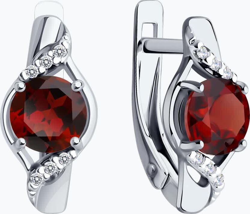 Diamant Women's Earrings 94-320-00175-2, 925 Sterling Silver Rhodium Plated with Garnet and Cubic Zirconia, Round Stones, English Lock, 17mm Length