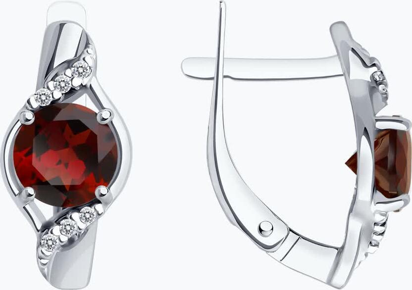 Diamant Women's Earrings 94-320-00175-2, 925 Sterling Silver Rhodium Plated with Garnet and Cubic Zirconia, Round Stones, English Lock, 17mm Length