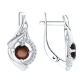 Diamant 94-320-00379-2 Women's Rhodium-Plated 925 Sterling Silver Earrings with Garnet and Cubic Zirconia, Round Cut, English Lock, 3.4g