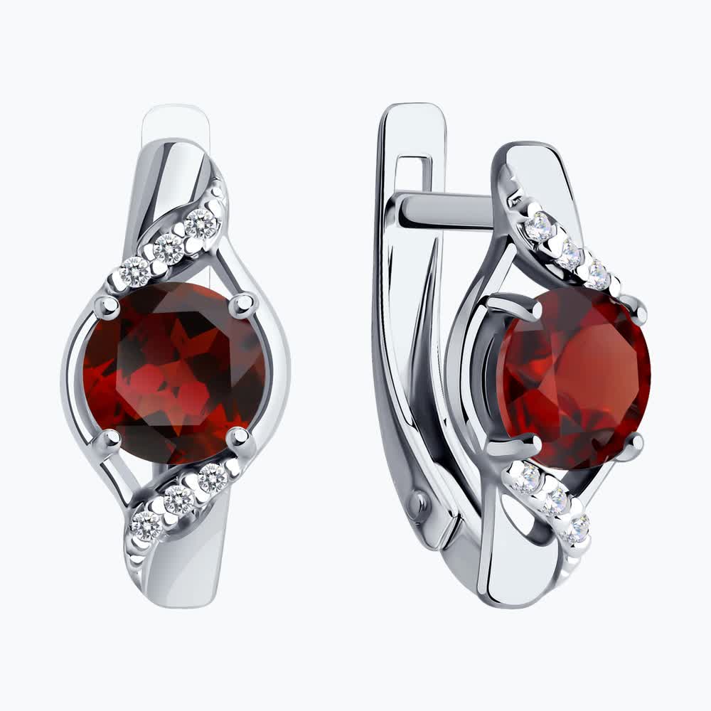 Diamant Women's Earrings 94-320-00175-2, 925 Sterling Silver Rhodium Plated with Garnet and Cubic Zirconia, Round Stones, English Lock, 17mm Length