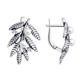 SOKOLOV 95020081 Women's Earrings, Oxidized Silver 925, Round Leaf Design with 4 Pearls and 4 Cubic Zirconia, English Lock, 26x18x6 mm
