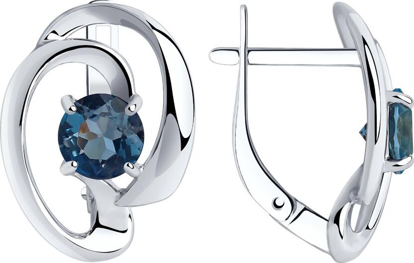 SOKOLOV 92022346 Cercegi pentru femei, Argint 925, Topaz London Albastru Rotund 6mm, Închidere Englezească