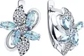 SOKOLOV 92022851 Women's Earrings, 925 Rhodium-Plated Silver, Topaz and Cubic Zirconia, Round Colorless Inserts, English Lock, 3.06g
