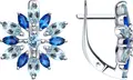 SOKOLOV 92023072 Women's Earrings, 925 Sterling Silver Rhodium-Plated, Blue Topaz and Cubic Zirconia, Marquise Cut, 1.2 Carat, English Lock