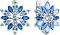 SOKOLOV 92023072 Women's Earrings, 925 Sterling Silver Rhodium-Plated, Blue Topaz and Cubic Zirconia, Marquise Cut, 1.2 Carat, English Lock