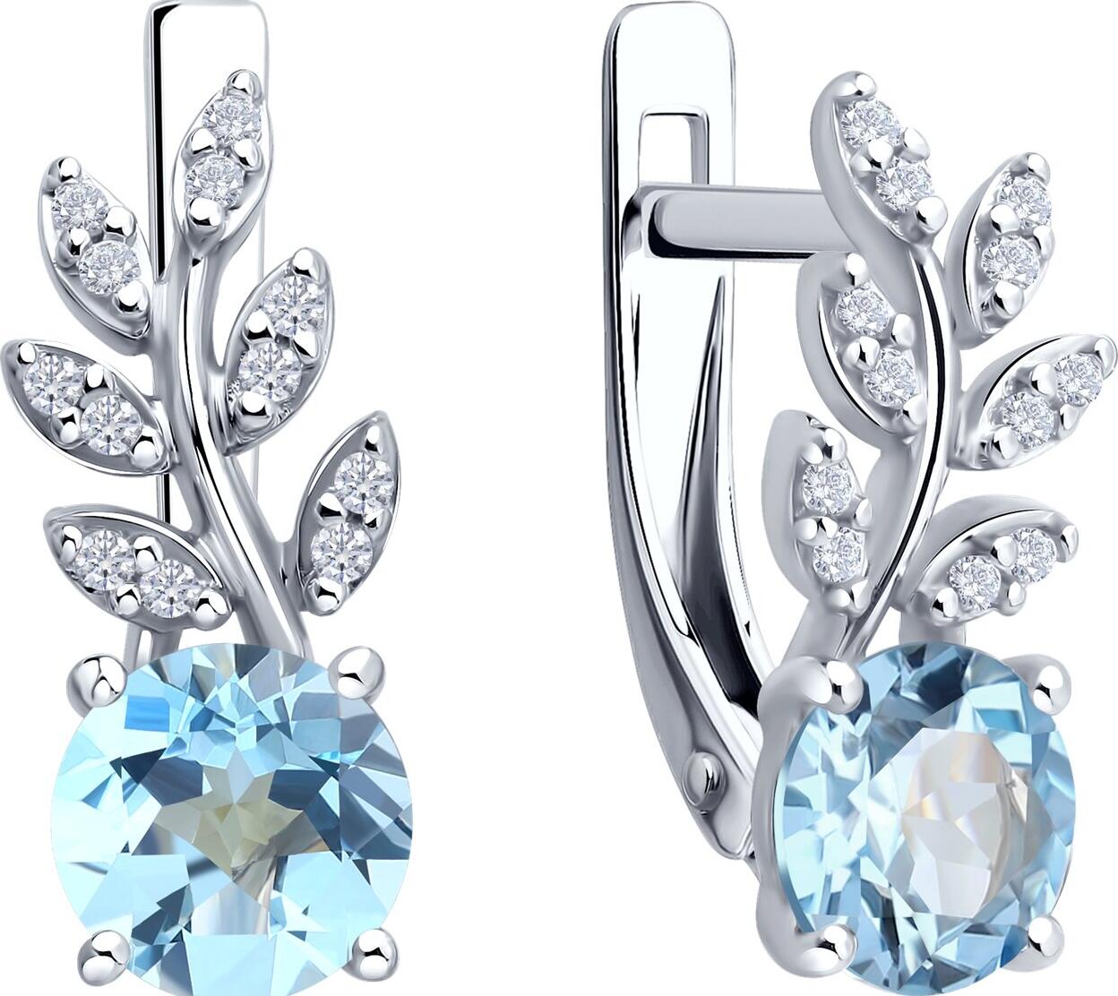 SOKOLOV 92023166 Cercei pentru femei, Argint 925 placat cu rodiu, Topaz și Zirconiu Cubic incolore, Insertii rotunde 1mm, Închidere englezească, 2.66g