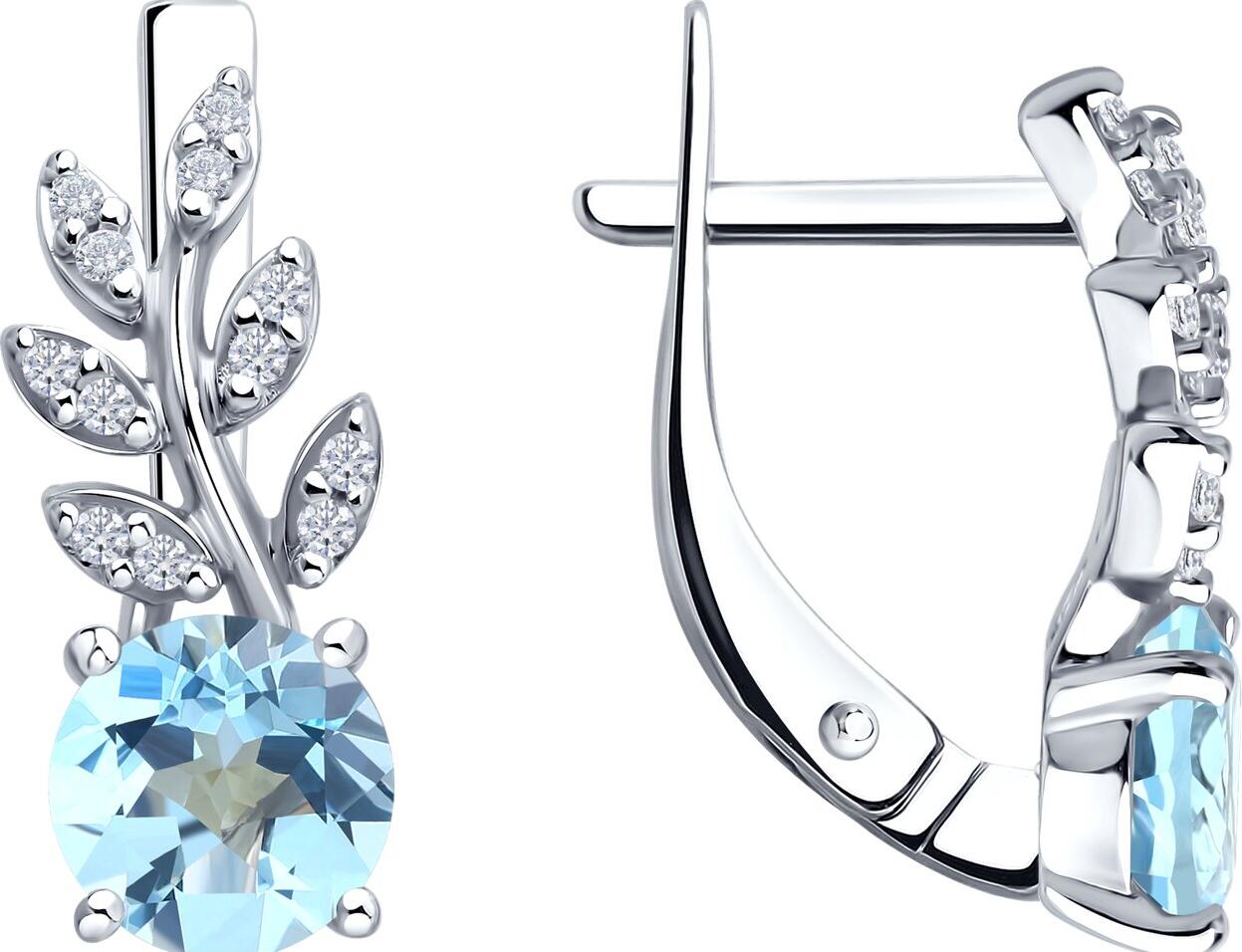 SOKOLOV 92023166 Cercei pentru femei, Argint 925 placat cu rodiu, Topaz și Zirconiu Cubic incolore, Insertii rotunde 1mm, Închidere englezească, 2.66g