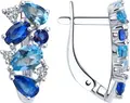 SOKOLOV 92022720 Cerceți pentru femei, Argint 925, Placare cu Rodiu, Topaz Albastru și Zirconiu Cubic, Formă Ovală, Închizătoare Englezească, 0.4 Carat