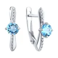 Cercei SOKOLOV 92022839 pentru femei, Argint 925 placate cu Rodiu, cu Topaz și Zirconiu Cubic, Închizătoare englezească, Lungime 18mm, Greutate 2.45g