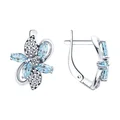 SOKOLOV 92022851 Women's Earrings, 925 Rhodium-Plated Silver, Topaz and Cubic Zirconia, Round Colorless Inserts, English Lock, 3.06g