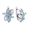 SOKOLOV 92022851 Women's Earrings, 925 Rhodium-Plated Silver, Topaz and Cubic Zirconia, Round Colorless Inserts, English Lock, 3.06g