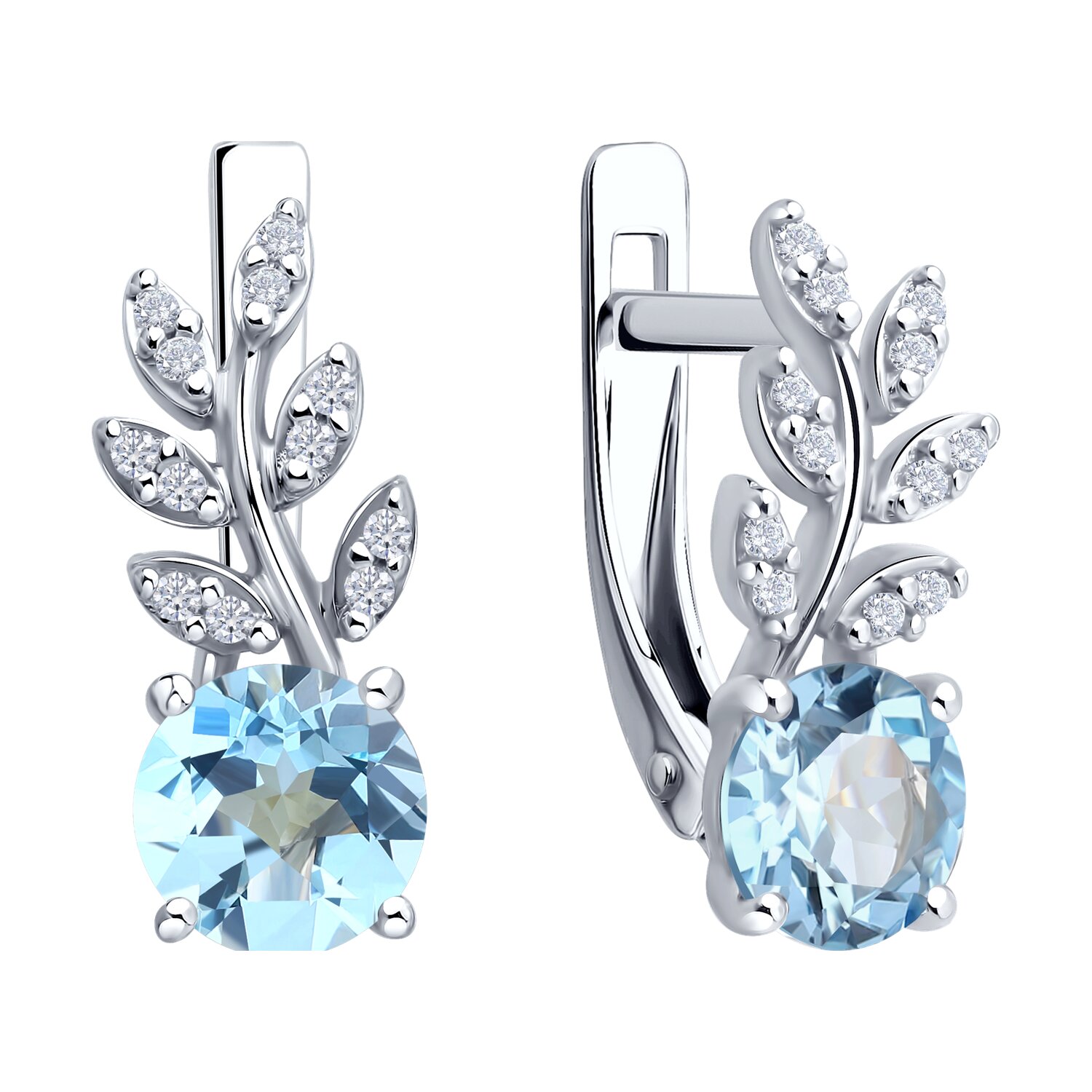 SOKOLOV 92023166 Cercei pentru femei, Argint 925 placat cu rodiu, Topaz și Zirconiu Cubic incolore, Insertii rotunde 1mm, Închidere englezească, 2.66g