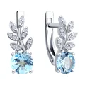 SOKOLOV 92023166 Cercei pentru femei, Argint 925 placat cu rodiu, Topaz și Zirconiu Cubic incolore, Insertii rotunde 1mm, Închidere englezească, 2.66g