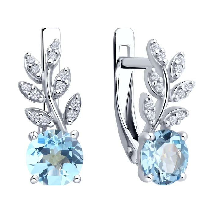 SOKOLOV 92023166 Cercei pentru femei, Argint 925 placat cu rodiu, Topaz și Zirconiu Cubic incolore, Insertii rotunde 1mm, Închidere englezească, 2.66g