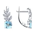 SOKOLOV 92023166 Cercei pentru femei, Argint 925 placat cu rodiu, Topaz și Zirconiu Cubic incolore, Insertii rotunde 1mm, Închidere englezească, 2.66g