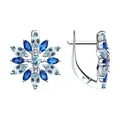 SOKOLOV 92023072 Women's Earrings, 925 Sterling Silver Rhodium-Plated, Blue Topaz and Cubic Zirconia, Marquise Cut, 1.2 Carat, English Lock