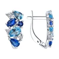 SOKOLOV 92022720 Cerceți pentru femei, Argint 925, Placare cu Rodiu, Topaz Albastru și Zirconiu Cubic, Formă Ovală, Închizătoare Englezească, 0.4 Carat