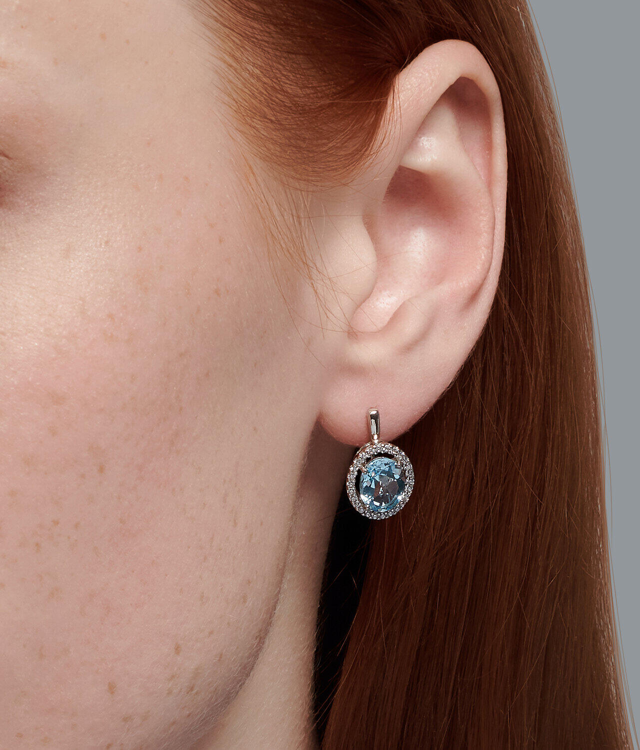 Cercei Diamant 94-320-01999-1 pentru femei, Argint 925 placat cu rodiu, Topaz Albastru și Zirconiu Cubic, Închizătoare englezească, 3.46g, 0.442 ct
