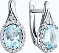 Diamant Sokolov 925 Sterling Silver Rhodium Plated Earrings with Colorless Topaz and Cubic Zirconia, English Lock, 94-320-00179-1