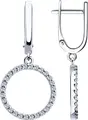 SOKOLOV 94023405 Women's Circular Pendant Earrings, 925 Sterling Silver with Rhodium Coating, 56 Cubic Zirconia Inserts, English Lock, 32x15x3 mm