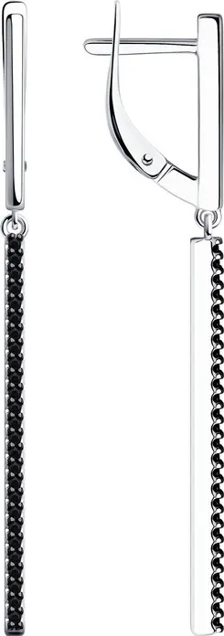 Bijuterie Diamant Sokolov 94-121-01594-1 pentru femei, Argint Sterling 925 placat cu Rodiu, Zirconiu Negru, Închidere Englezească, Lungime 51 mm
