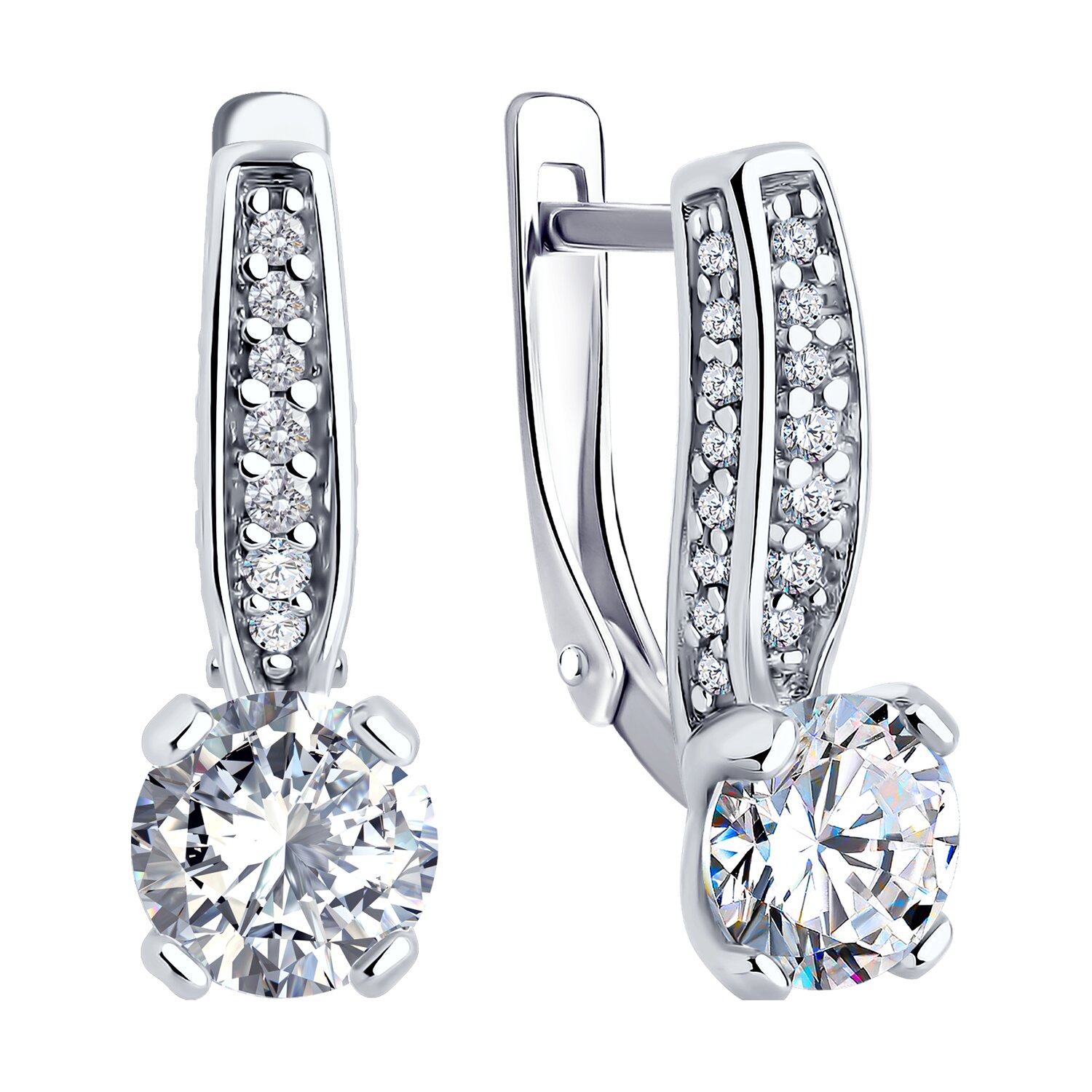 Bijuterie Diamant 94-120-02639-1 pentru femei, Argint Sterling 925 placat cu rodiu, 40 Zirconii Cubice incolore rotunde 0.34ct, închidere englezească, 18x6x5 mm
