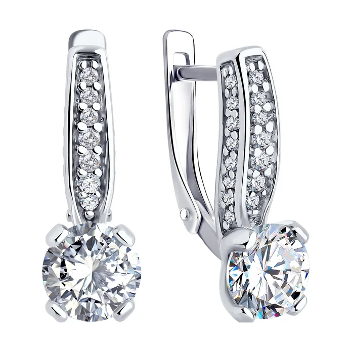 Bijuterie Diamant 94-120-02639-1 pentru femei, Argint Sterling 925 placat cu rodiu, 40 Zirconii Cubice incolore rotunde 0.34ct, închidere englezească, 18x6x5 mm