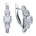 Cercei Diamant 94-120-02151-1 pentru femei din argint 925 placat cu rodiu, cu zirconiu cubic rotund incolore 4mm, închidere englezească, lungime 20mm