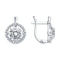 SOKOLOV 94022001 Women's Halo Earrings, 925 Sterling Silver Rhodium-Plated, Round Colorless Cubic Zirconia, English Lock, 2.63g