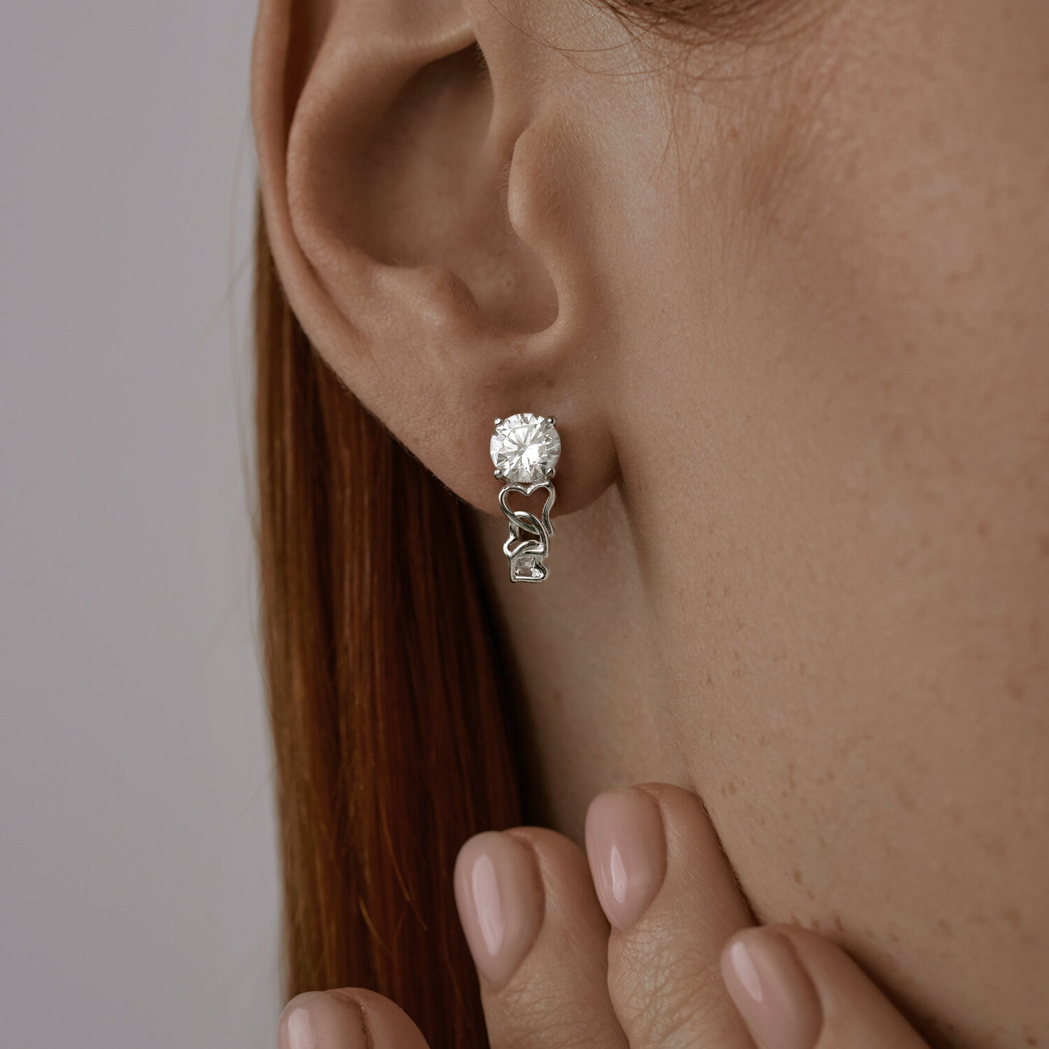 SOKOLOV 94021097 Women's Earrings, 925 Sterling Silver Rhodium Plated, Round Colorless Cubic Zirconia 6mm 2.91ct, English Lock