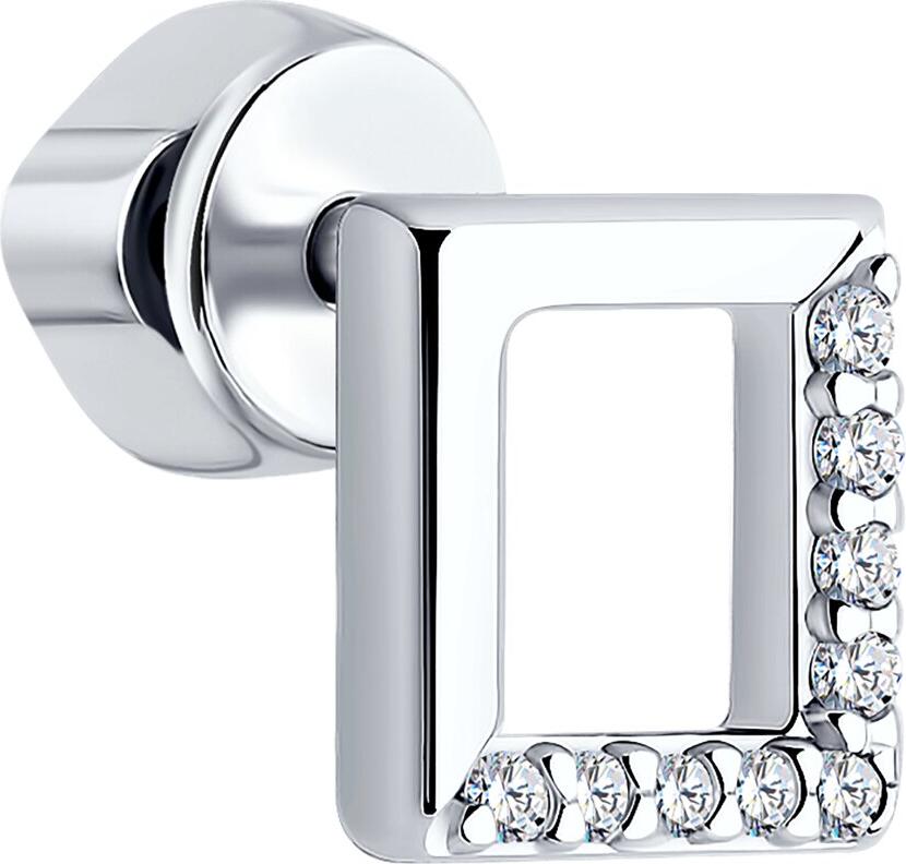 SOKOLOV 94023039 Cercei cu Puset pentru femei, Argint 925 Platinat cu Rodiu, Design Ramă Pătrată Deschisă cu Zirconiu Cubic Incolor, 0.153 ct, 1.74 g
