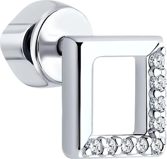 SOKOLOV 94023039 Cercei cu Puset pentru femei, Argint 925 Platinat cu Rodiu, Design Ramă Pătrată Deschisă cu Zirconiu Cubic Incolor, 0.153 ct, 1.74 g
