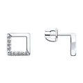 SOKOLOV 94023039 Cercei cu Puset pentru femei, Argint 925 Platinat cu Rodiu, Design Ramă Pătrată Deschisă cu Zirconiu Cubic Incolor, 0.153 ct, 1.74 g