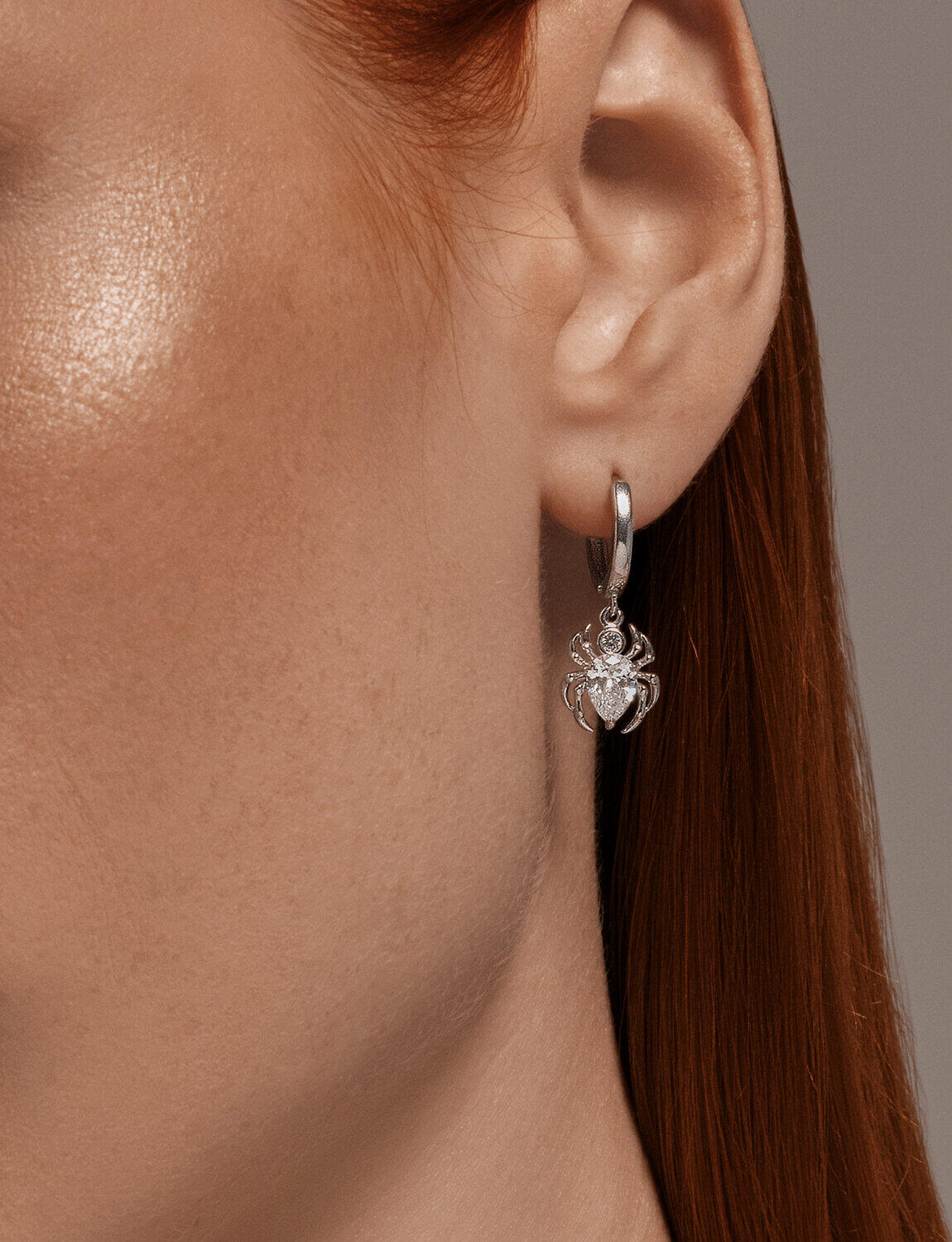 SOKOLOV 94026664 Cercei pentru femei în formă de paianjen, Argint 925 placate cu rodiu, Cubic Zirconia colorless tăietură pear și rotundă, 26x10x3 mm