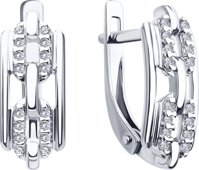 SOKOLOV 94026796 Women's Classic Earrings, 925 Sterling Silver, Rhodium Plated, Round Colorless Cubic Zirconia 1mm, English Lock, 2.39g
