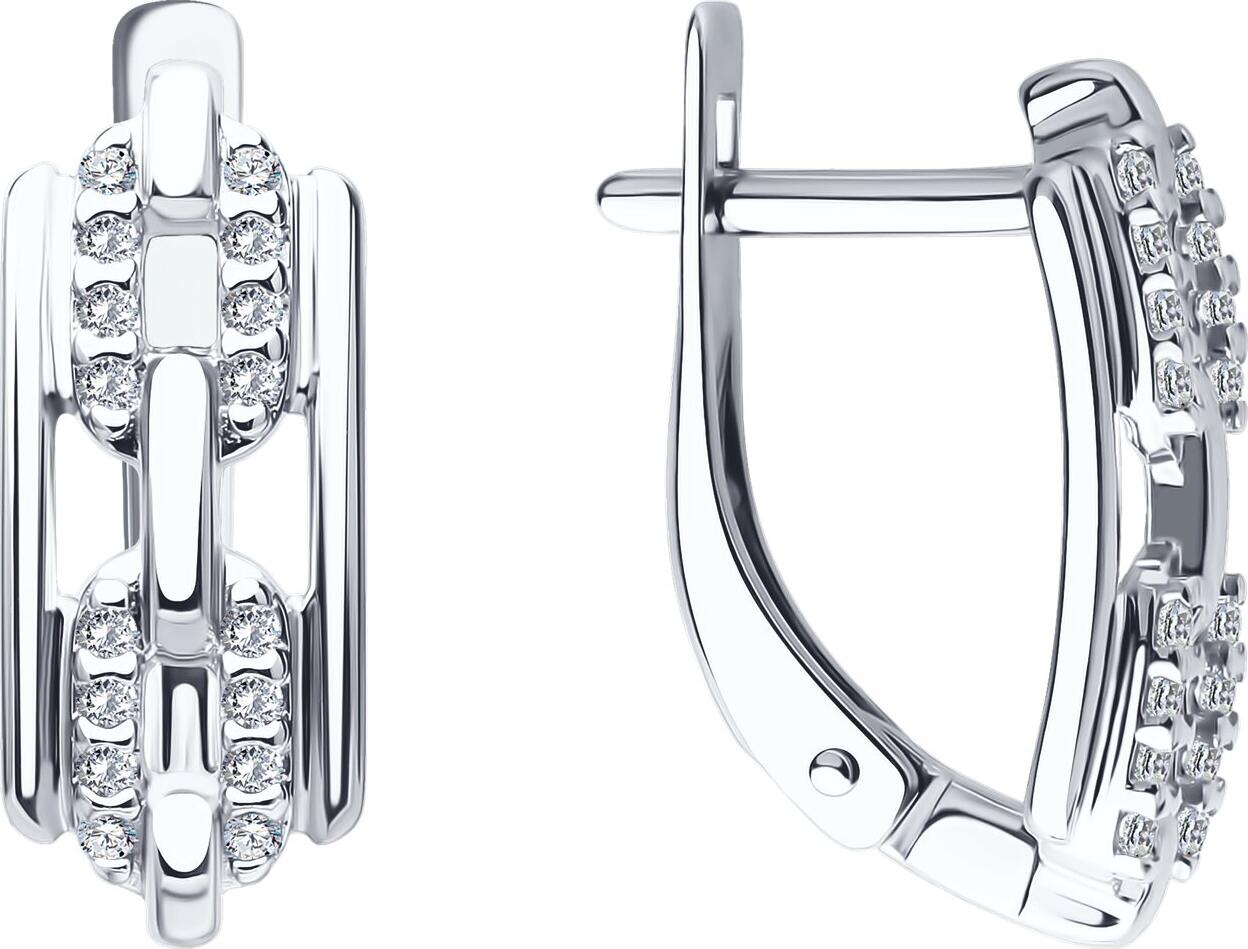 SOKOLOV 94026796 Women's Classic Earrings, 925 Sterling Silver, Rhodium Plated, Round Colorless Cubic Zirconia 1mm, English Lock, 2.39g